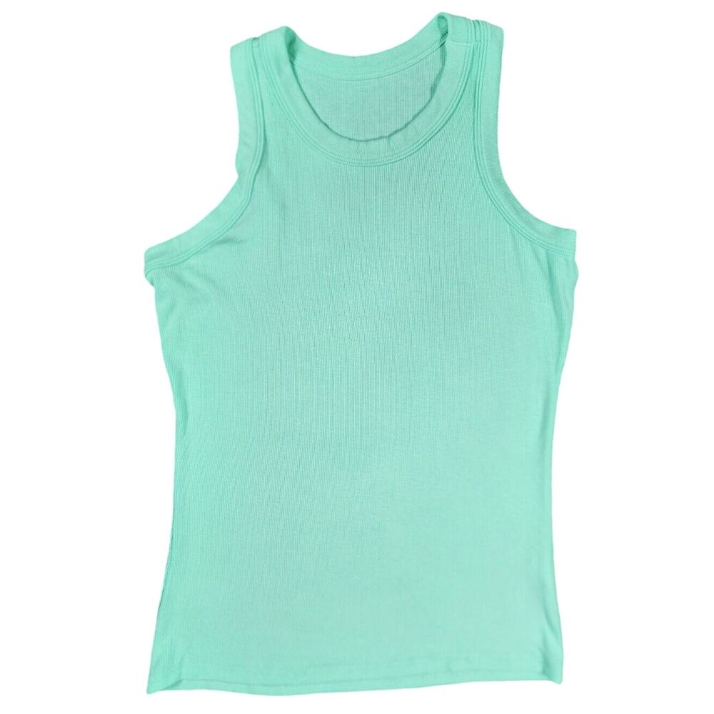 Sleeveless Tank Top Crew Neck Wide Strap Womens Size Large Lime Green